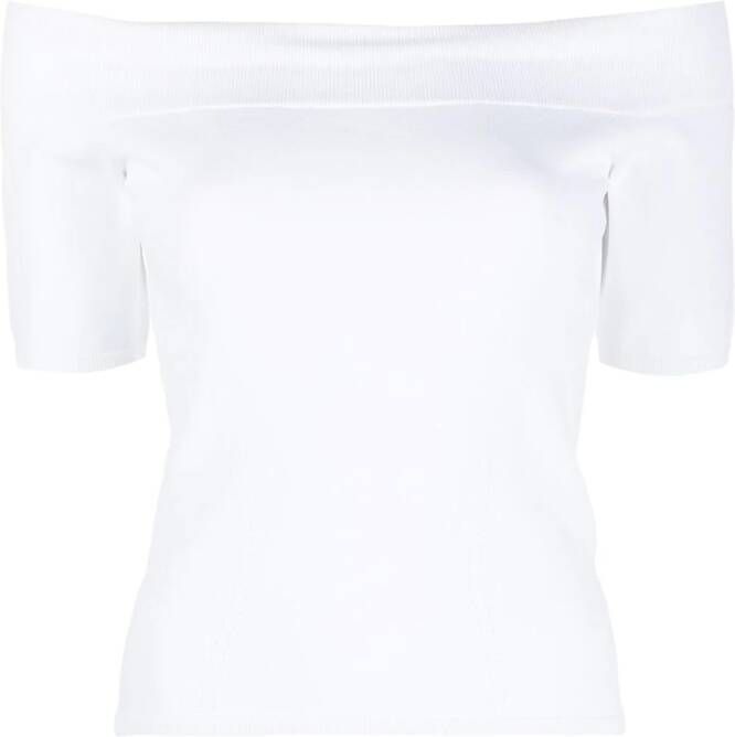 Alexander McQueen Off-shoulder gebreide top Wit