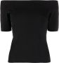 Alexander McQueen Off-shoulder gebreide top Zwart - Thumbnail 1