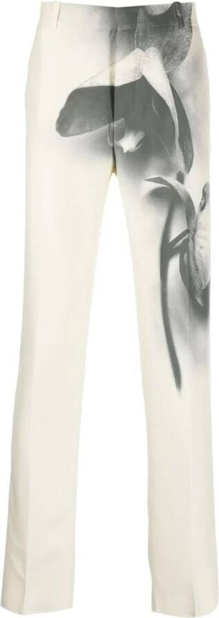 Alexander McQueen Pantalon met print Wit