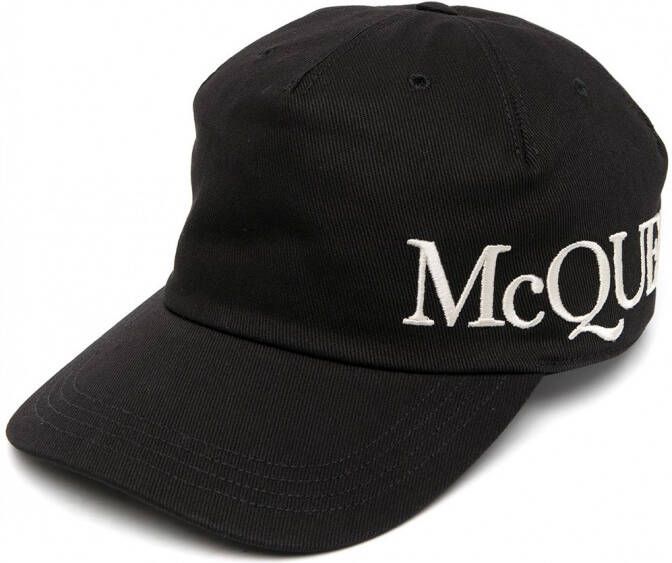 Alexander McQueen Pet met geborduurd logo Zwart