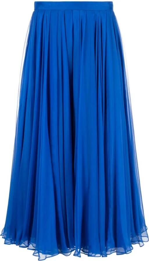 Alexander McQueen Zijden midi-rok met plooien Blauw