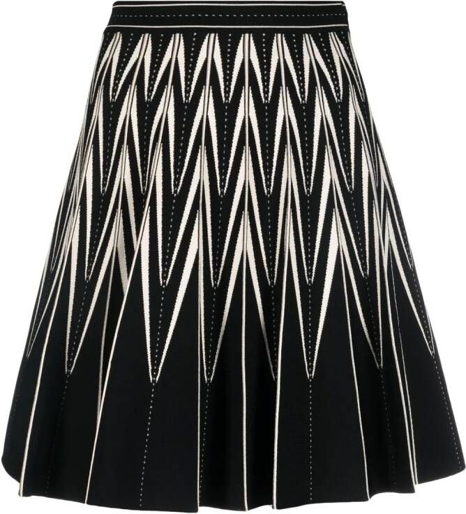 Alexander McQueen Plooirok met zigzagpatroon Zwart