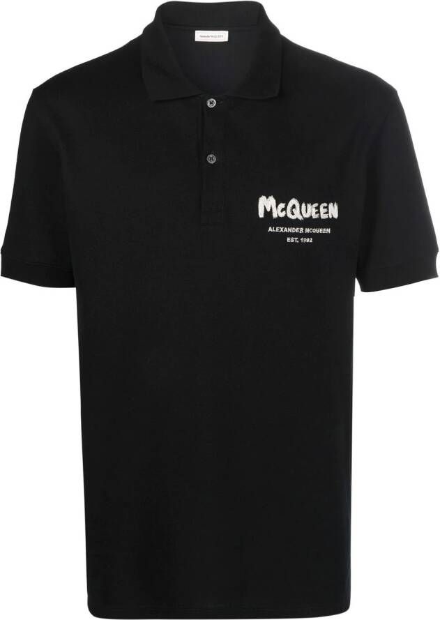 Alexander McQueen Poloshirt met graffiti-logo Zwart