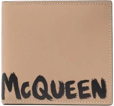 Alexander McQueen Portemonnee met logoprint Bruin