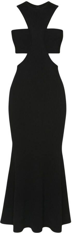 Alexander McQueen Ribgebreide jurk Zwart