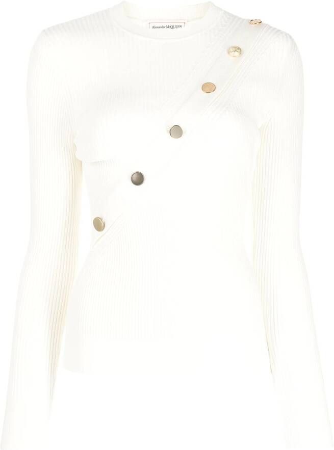 Alexander McQueen Ribgebreide top Wit
