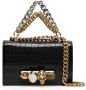 Alexander McQueen Schoudertas met krokodillenleer-effect Zwart - Thumbnail 1
