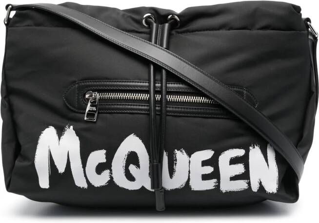 Alexander McQueen Schoudertas met graffiti logo Zwart
