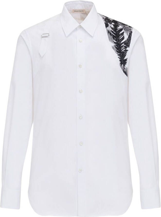Alexander McQueen Shirt met geborduurd blad Wit