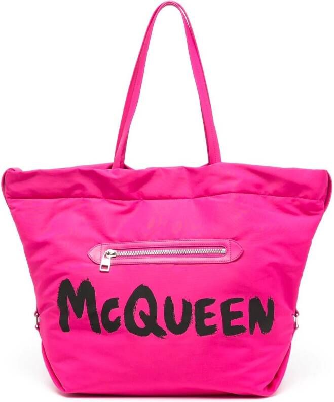 Alexander McQueen Shopper met graffiti logo Roze