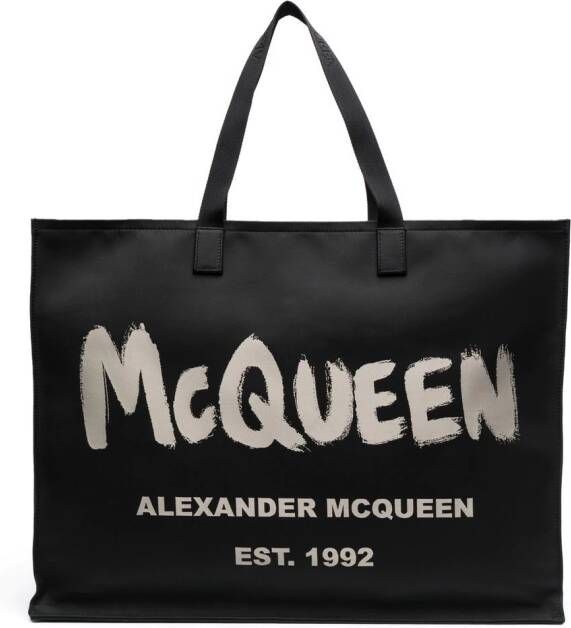 Alexander McQueen Shopper met logoprint Zwart