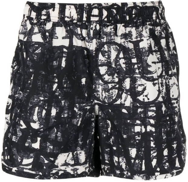 Alexander McQueen Shorts met abstracte print Zwart