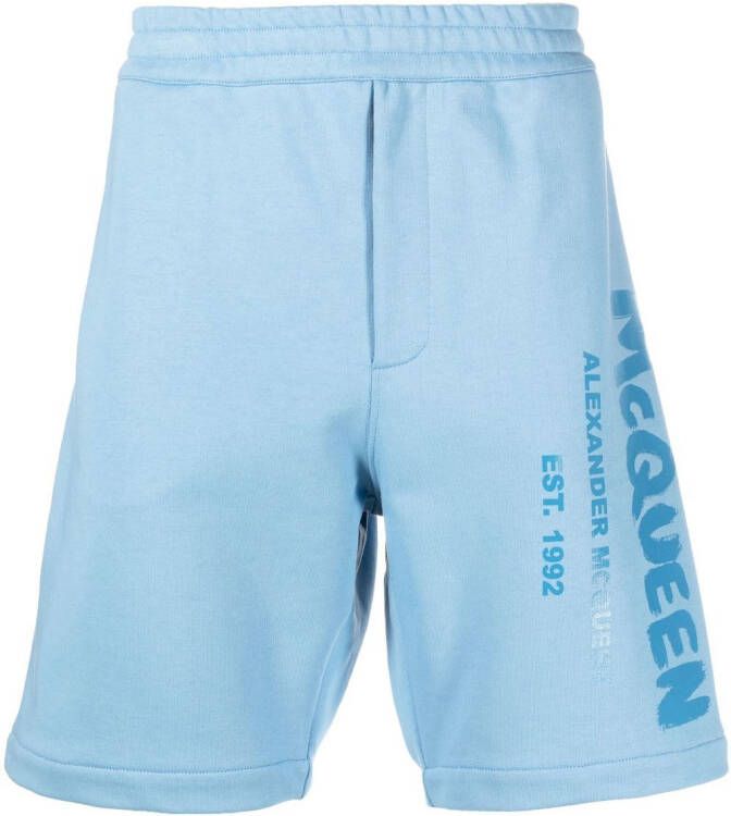 Alexander McQueen Shorts met logoprint Blauw