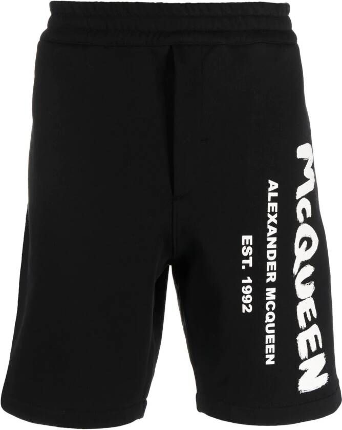 Alexander McQueen Shorts met logoprint Zwart