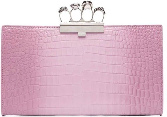 Alexander McQueen Clutch met vier ringen Roze