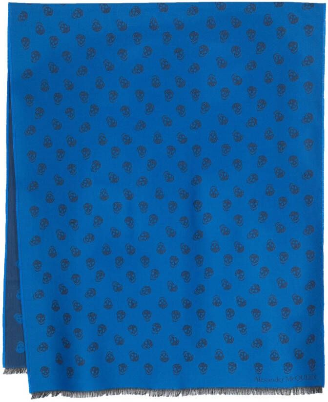 Alexander McQueen Sjaal met doodskop jacquard Blauw