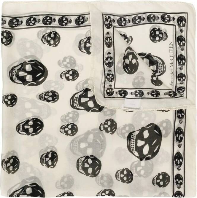 Alexander McQueen sjaal met doodskop print Beige