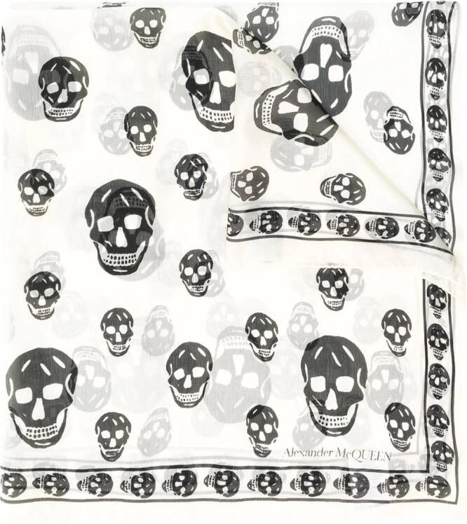 Alexander McQueen Sjaal met doodskop print Wit