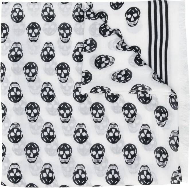Alexander McQueen Sjaal met doodskop Wit