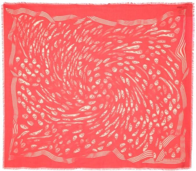 Alexander McQueen Sjaal met doodskopprint Rood