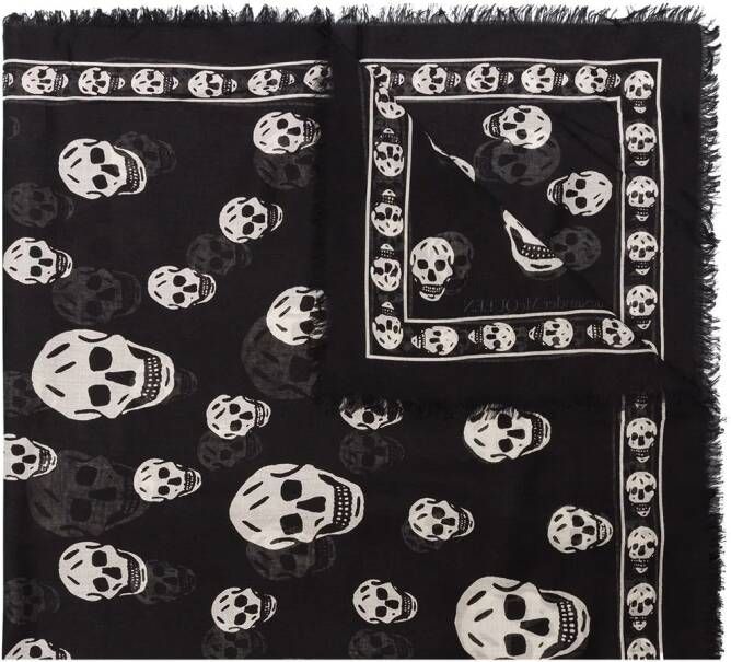 Alexander McQueen Sjaal met doodskopprint Zwart
