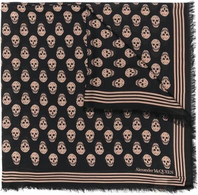 Alexander McQueen Sjaal met doodskopprint Zwart