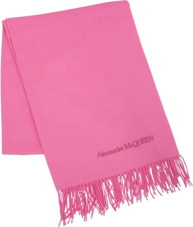 Alexander McQueen Sjaal met geborduurd logo Roze