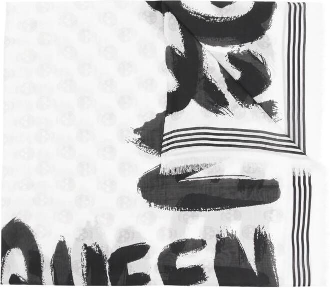 Alexander McQueen Sjaal met geborduurd logo Zwart