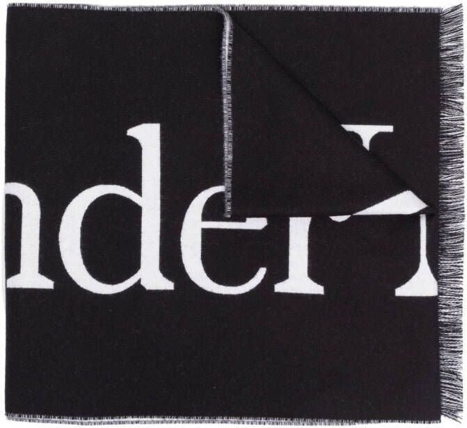 Alexander McQueen Sjaal met logo Zwart