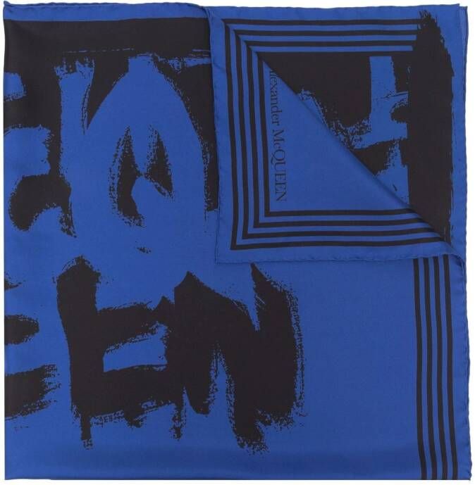 Alexander McQueen Sjaal met logoprint Blauw