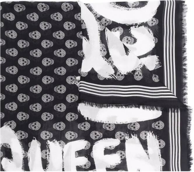 Alexander McQueen Sjaal met logoprint Zwart