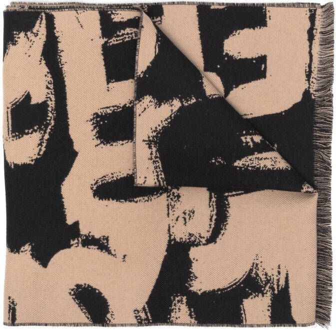 Alexander McQueen Sjaal met print Beige