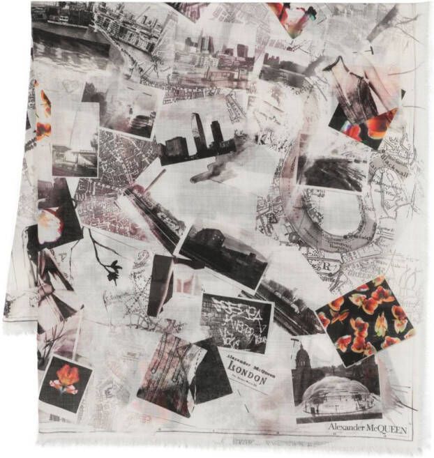 Alexander McQueen Sjaal met print Wit