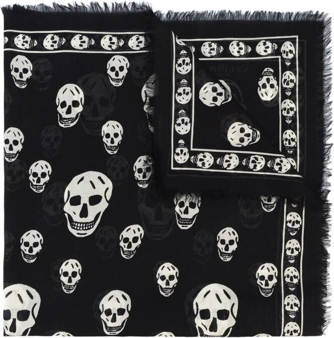 Alexander McQueen sjaal met schedel print Zwart