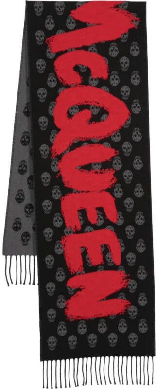 Alexander McQueen Sjaal met doodskopprint Zwart