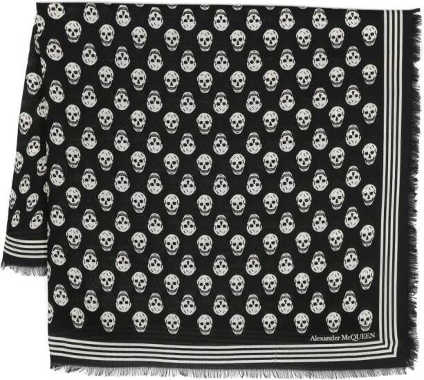 Alexander McQueen skull-pattern wool scarf Zwart