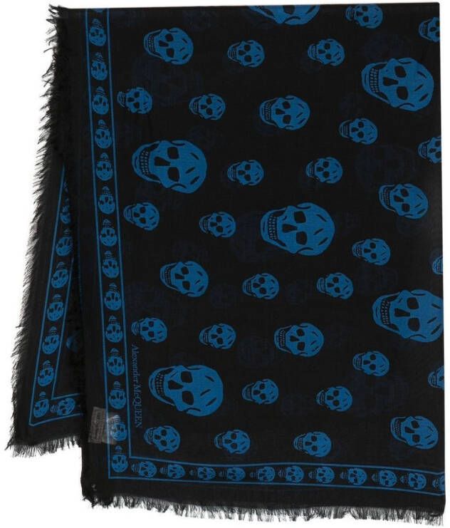 Alexander McQueen Sjaal met doodskopprint Blauw