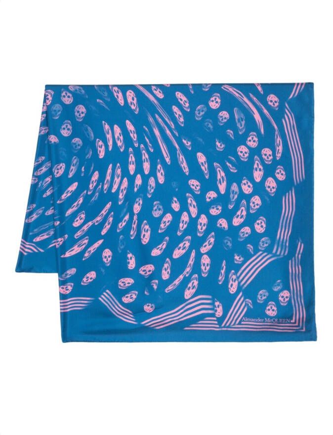 Alexander McQueen Sjaal met doodskopprint Blauw