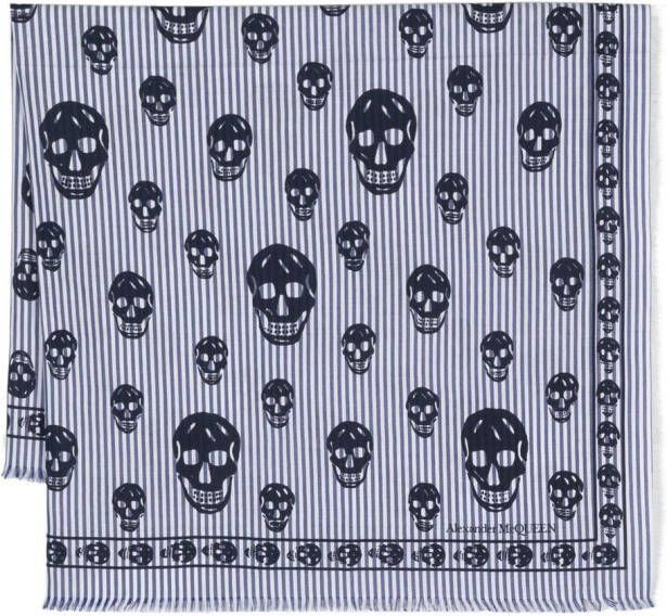 Alexander McQueen Sjaal met doodskopprint Blauw