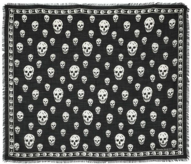 Alexander McQueen Sjaal met doodskopprint Zwart