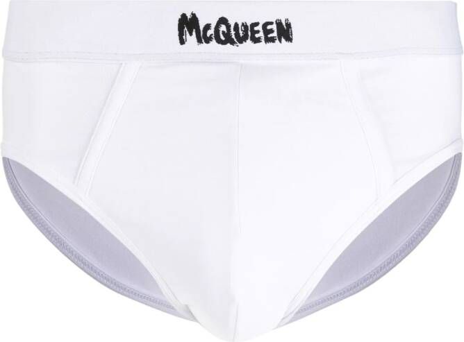 Alexander McQueen Slip met logoprint Wit