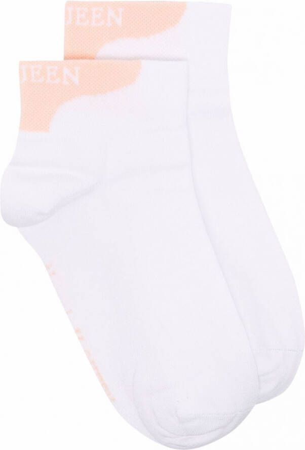 Alexander McQueen Sokken met logo dames katoen polyamide Elastane OS Wit