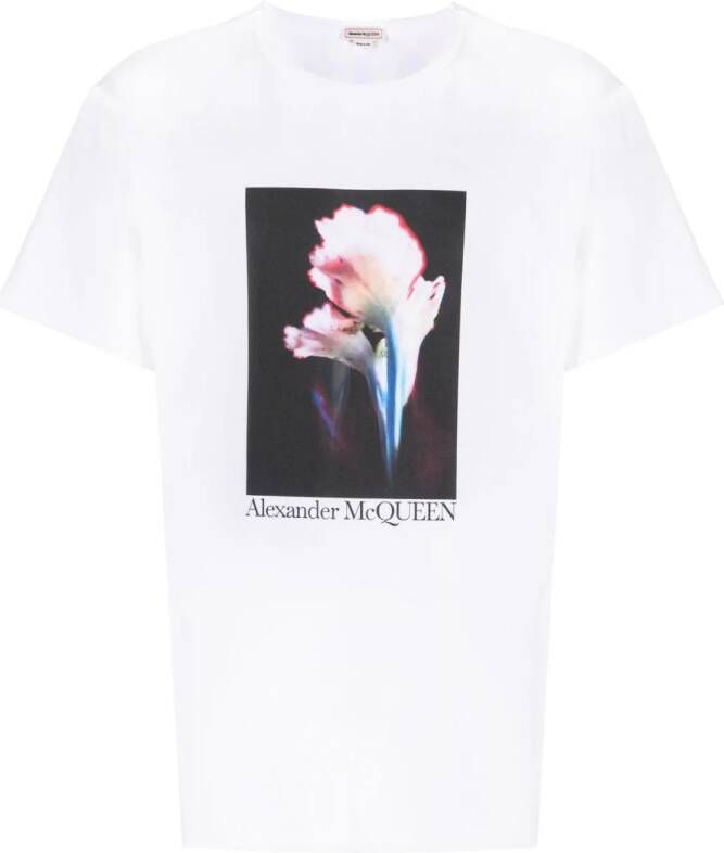 Alexander McQueen T-shirt met bloemenprint Wit