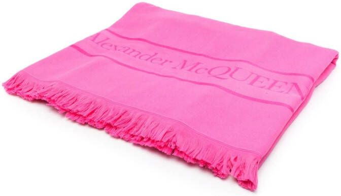 Alexander McQueen Strandhanddoek met logo Roze