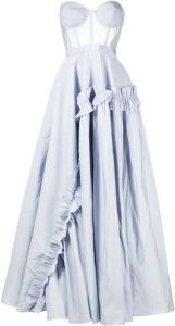 Alexander McQueen strapless boned-bodice maxi dress Blauw