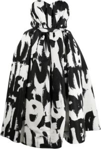 Alexander McQueen Strapless jurk 1090 BLACK WHITE