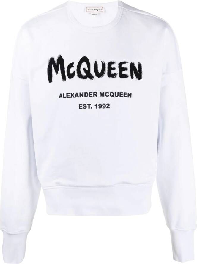 Alexander McQueen Sweater met graffiti-print Wit
