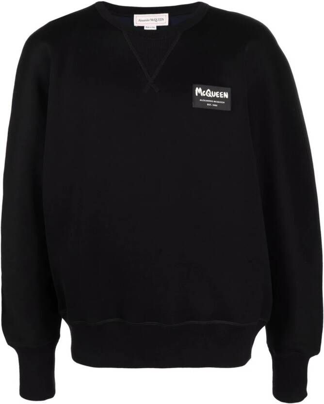 Alexander McQueen Sweater met logopatch Zwart