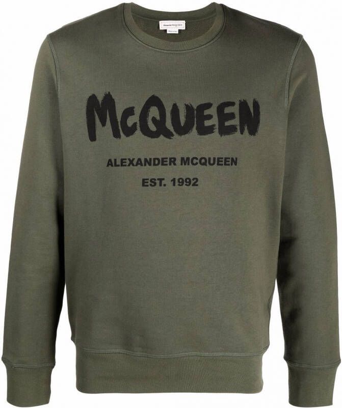 Alexander McQueen Sweater met logoprint Groen