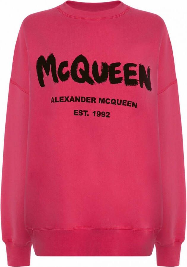 Alexander McQueen Sweater met logoprint Roze